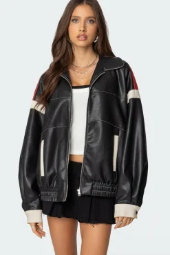 North Star Faux Leather Jacket