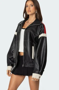 North Star Faux Leather Jacket