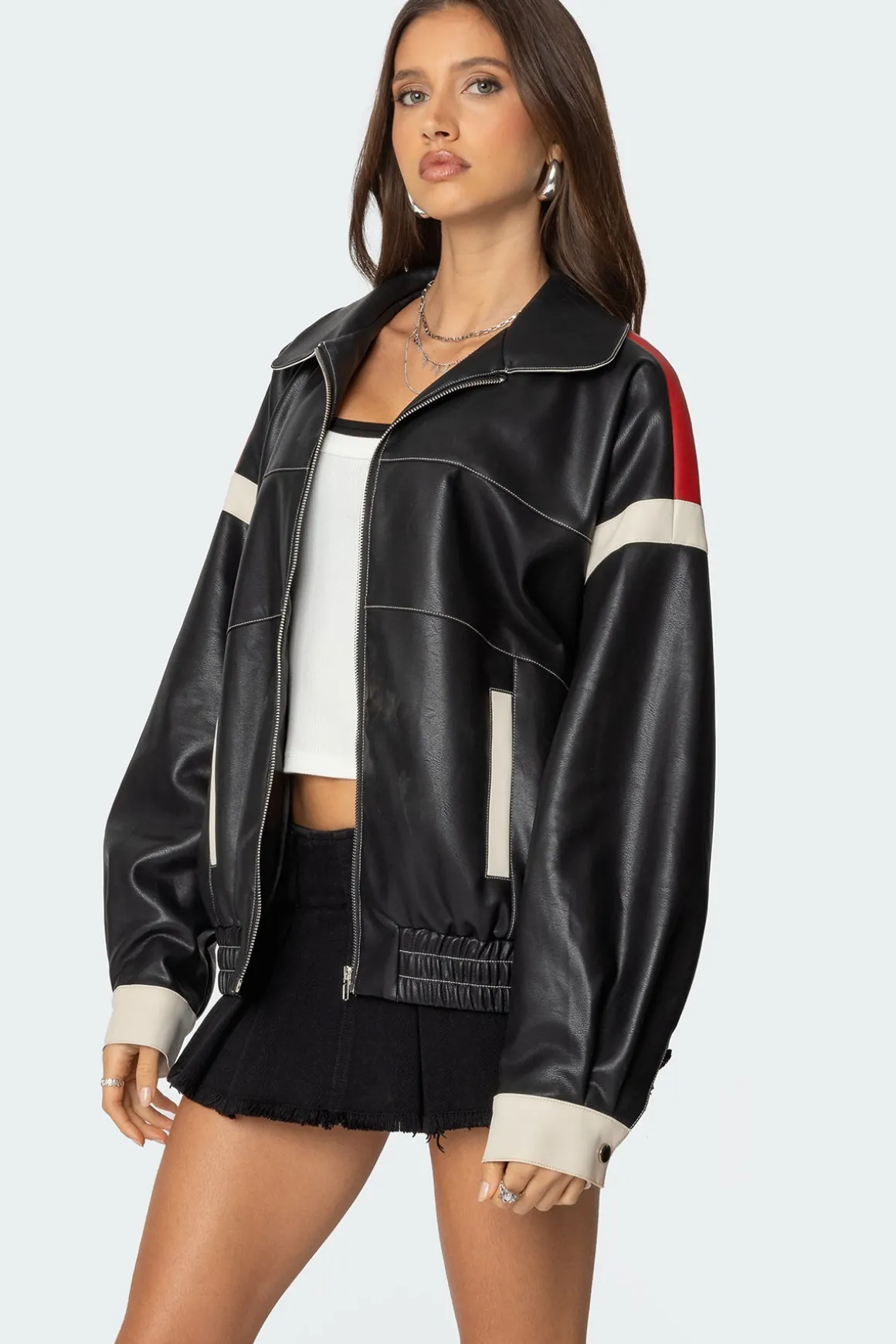 North Star Faux Leather Jacket