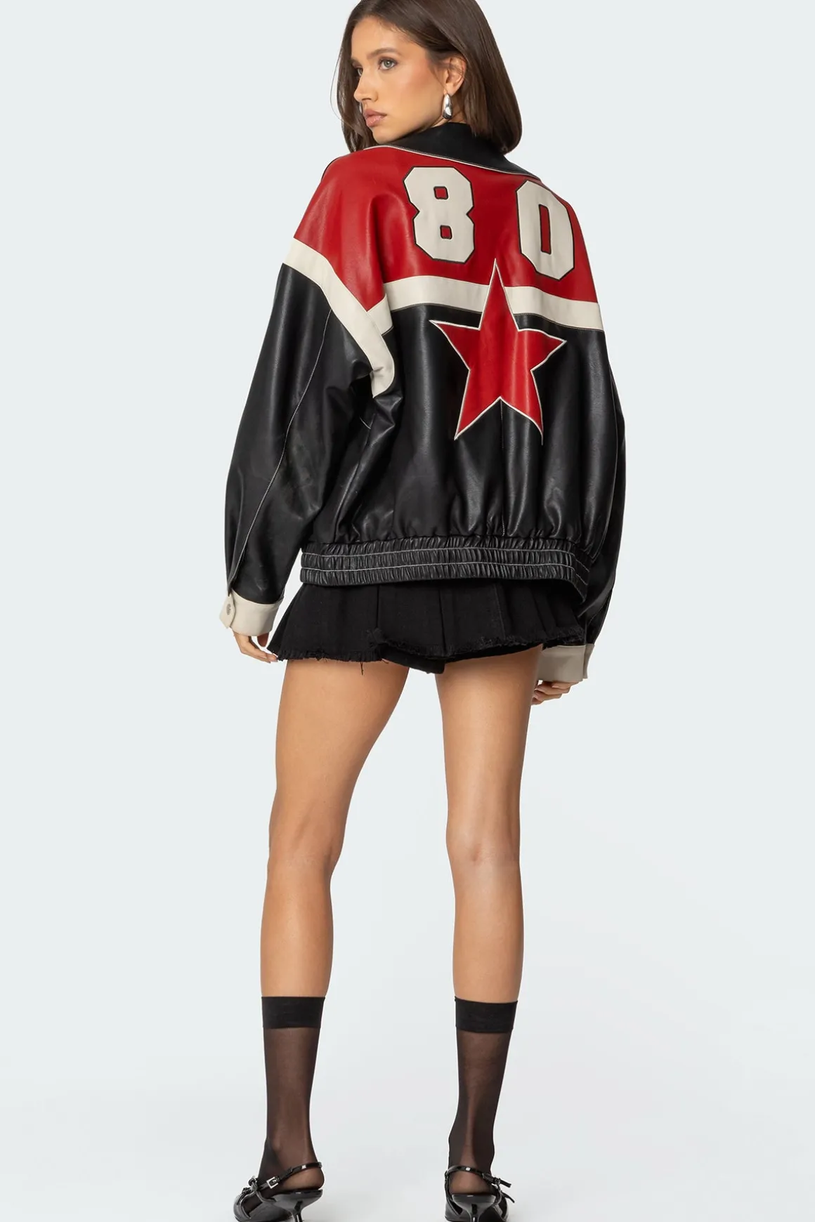 North Star Faux Leather Jacket