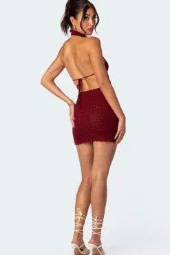 Novalie Crochet Open Back Mini Dress