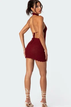 Novalie Crochet Open Back Mini Dress