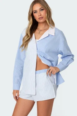 Oaklie Mix Striped Button Up Shirt