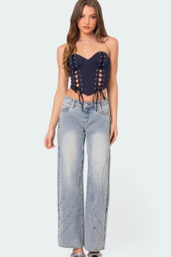 Oaklynn Stitch Detail Low Rise Jeans