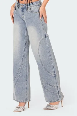 Oaklynn Stitch Detail Low Rise Jeans