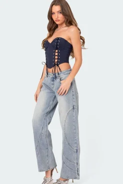 Oaklynn Stitch Detail Low Rise Jeans