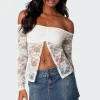 Odessa Split Front Sheer Lace Top