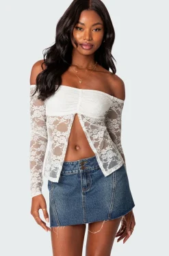 Odessa Split Front Sheer Lace Top