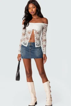 Odessa Split Front Sheer Lace Top