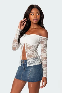 Odessa Split Front Sheer Lace Top