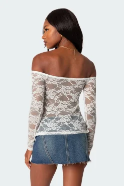 Odessa Split Front Sheer Lace Top
