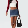 Off Duty Folded Denim Mini Skirt