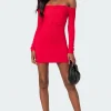 Off Shoulder Gathered Mini Dress