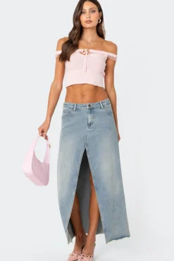 Off Shoulder Trimmed Knit Top
