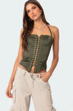 Ola Satin Lace Up Corset