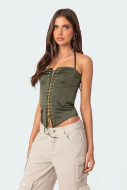 Ola Satin Lace Up Corset
