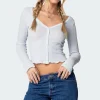 Ollie Button Front Pointelle Top
