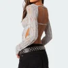 Open Back Metallic Knit Top
