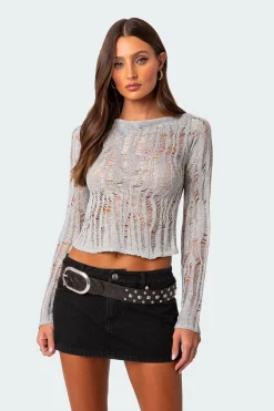 Open Back Metallic Knit Top