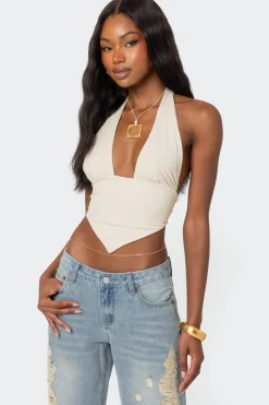 Open Back Triangle Halter Top