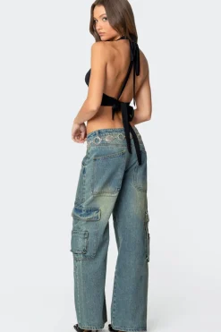 Open Back Triangle Halter Top