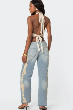 Open Back Triangle Halter Top