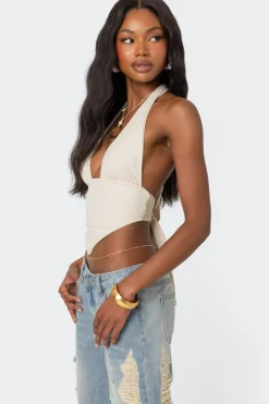 Open Back Triangle Halter Top