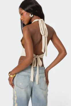 Open Back Triangle Halter Top