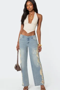 Open Back Triangle Halter Top