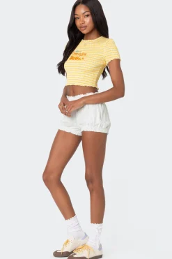 Orange Smocked Gingham Top