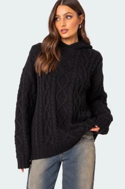Oversized Cable Knit Hoodie