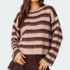 Oversized Fuzzy Striped Sweater