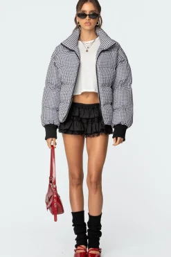 Oversized Gingham Puffer