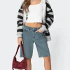 Oversized Low Rise Denim Bermuda Shorts