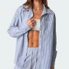 Oversized Pinstripe Button Up Shirt