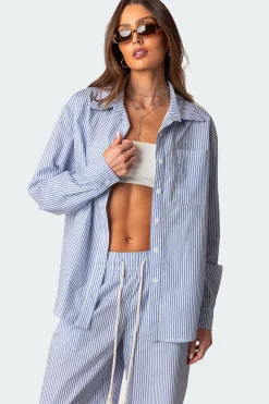 Oversized Pinstripe Button Up Shirt