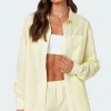 Oversized Pinstripe Button Up Shirt
