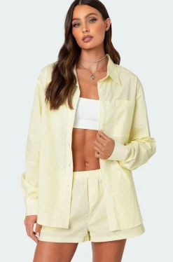 Oversized Pinstripe Button Up Shirt
