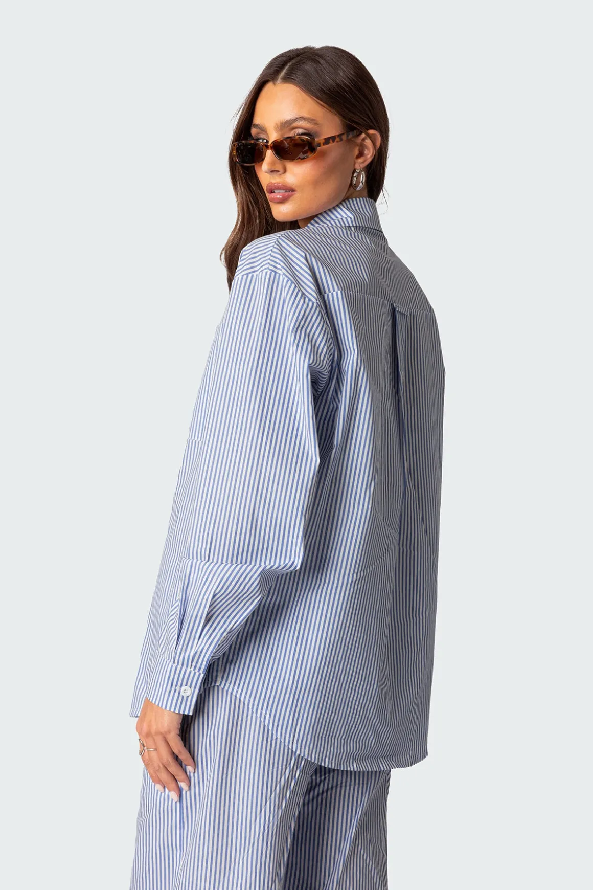 Oversized Pinstripe Button Up Shirt