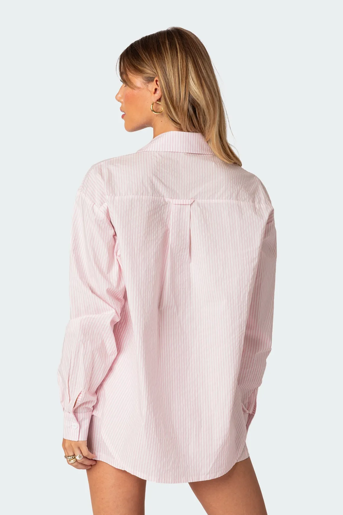 Oversized Pinstripe Button Up Shirt