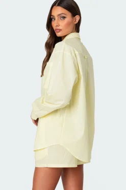 Oversized Pinstripe Button Up Shirt