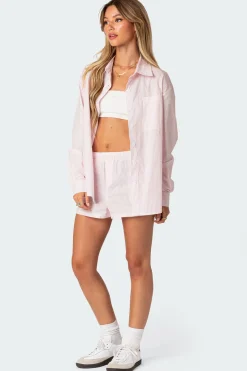 Oversized Pinstripe Button Up Shirt