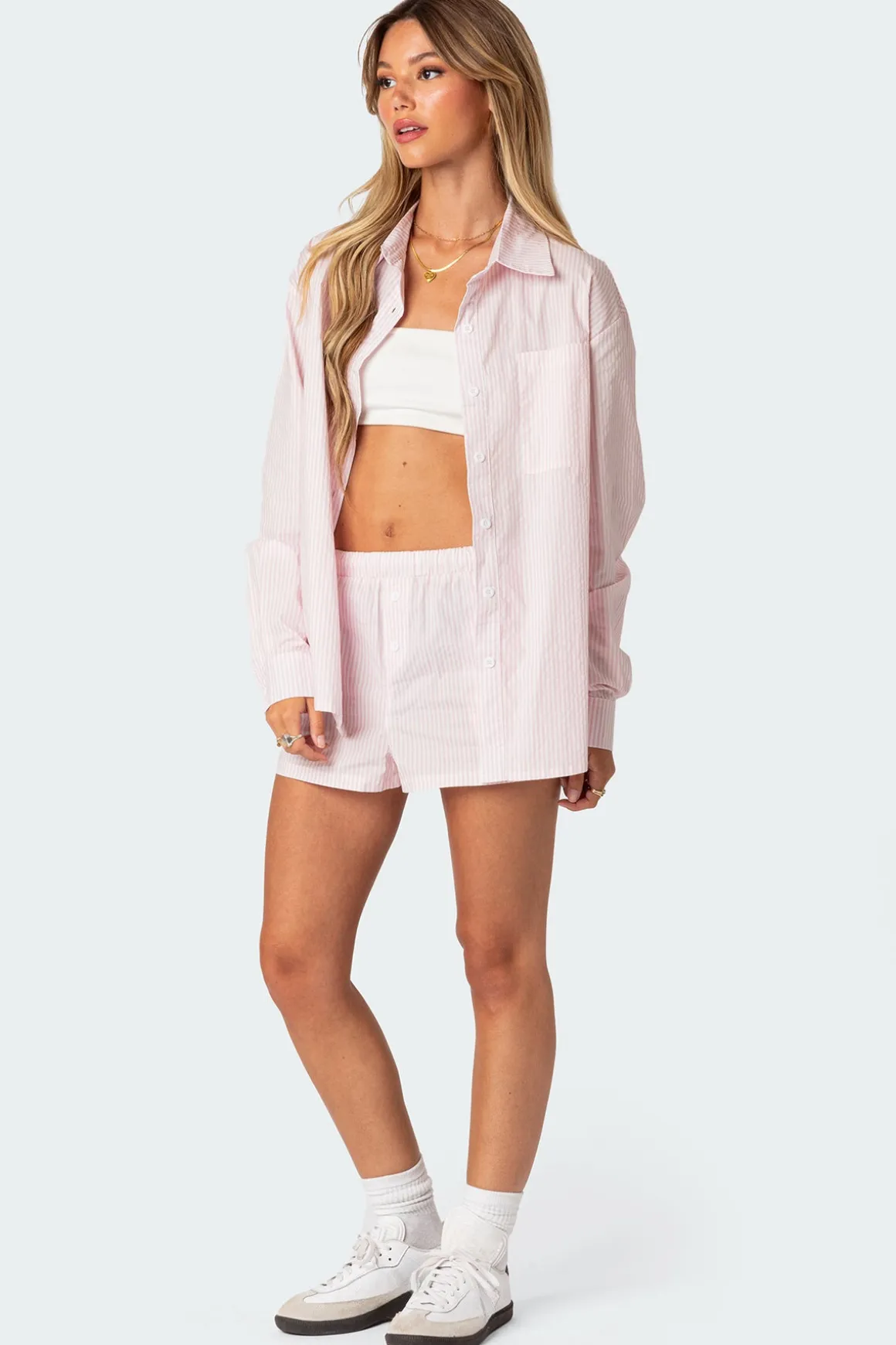 Oversized Pinstripe Button Up Shirt