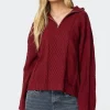 Oversized Quarter Zip Cable Knit Sweater