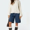 Oversized Quarter Zip Cable Knit Sweater