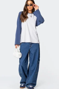 Oversized Raglan Long Sleeve T Shirt