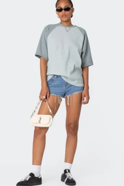 Oversized Raglan Waffle T Shirt