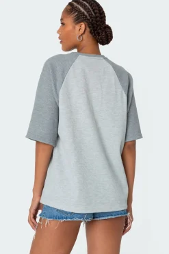 Oversized Raglan Waffle T Shirt