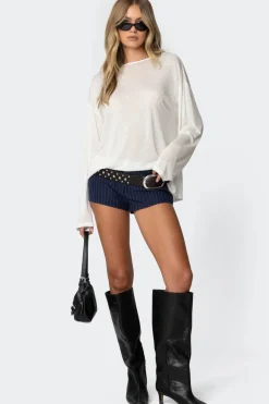 Oversized Semi Sheer Long Sleeve T Shirt
