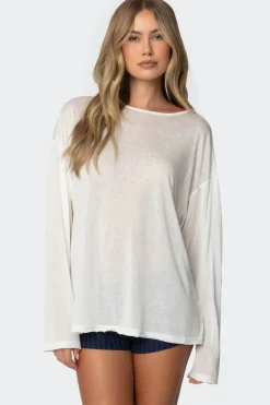Oversized Semi Sheer Long Sleeve T Shirt